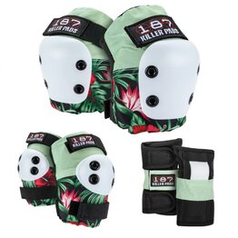 187 Killer Pads Adult Six Pack Set Hibiscus Pink/Green/Black